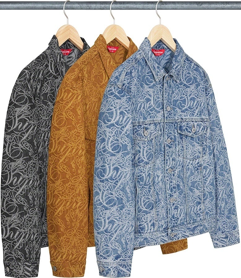 Script Jacquard Denim Trucker Jacket